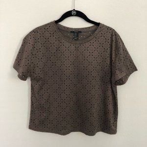Laser cut suede top